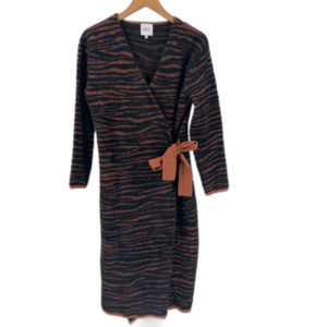J.O.A. animal print long sleeve wrap sweater dress small
